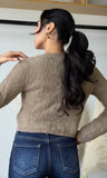 Gold Button Fuzzy Knit Cardigan