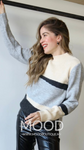 Mock Neck Colorblock Pattern Sweater