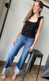 Square Neckline Wide Straps Bow Top