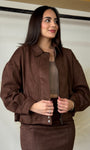 Suede Collared Zip-up