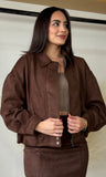 Suede Collared Zip-up