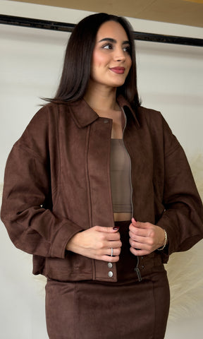 Suede Collared Zip-up