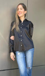 Satin Solid Long Sleeve Button Down Blouse