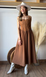 Faux Suede Mix Media Corset Midi Dress
