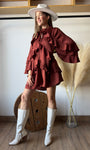 Ruffled Satin Romper With Button-up Front