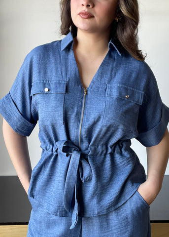 Blue Linen Blouse