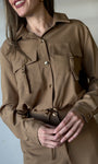 Long Sleee Front Pockets Blouse