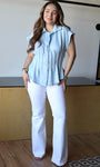 Blue Pleated Corset Top