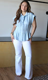 Blue Pleated Corset Top