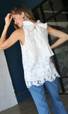 Ruffle Neck Sleeveless Lace Top