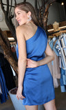 One Shoulder Pleated Mini Dress