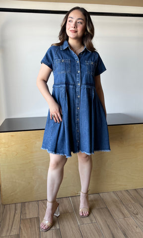 Denim Button Down Shirt Mini Dress