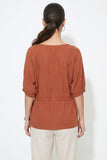 Drawstring Waist Dolman Sleeve Blouse