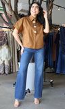 Brown Button Detail Blouse