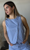Sleeveless Stripe Poplin Vest Top