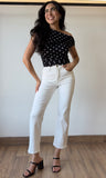 Black Off Shoulder Dot Print Knit Top