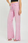 Pink High Rise Wide Jeans