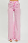 Pink High Rise Wide Jeans