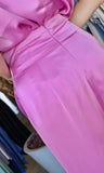 Satin Wide-leg Pants With Metal-accent Belt