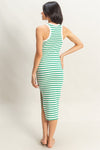 Striped Sleeveless Bodycon Midi Dress