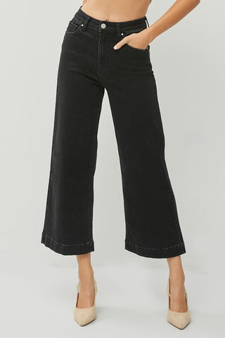 High Rise Ankle Wide Leg Jeans