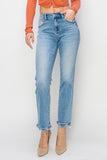 High Rise Distressed Straight Fit Jeans