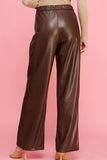 Pu Leather Wide Leg Pants Trouser