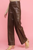 Pu Leather Wide Leg Pants Trouser