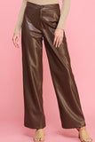 Pu Leather Wide Leg Pants Trouser