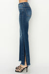 High Rise Side Slit Flare Jeans