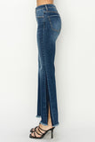 High Rise Side Slit Flare Jeans