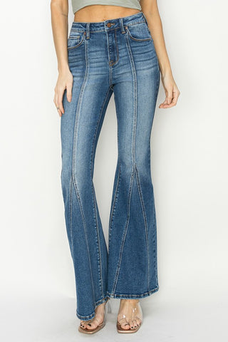 High Rise Flare Front Seam Jeans