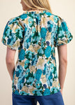 Floral Print Split Neckline Blouse