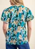 Floral Print Split Neckline Blouse