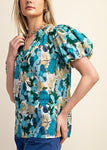 Floral Print Split Neckline Blouse