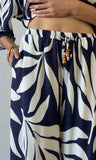 Navy Printed Pants
