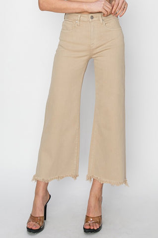 High Rise-Crop Wide Jeans