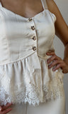 Button Down Lace Trim Top