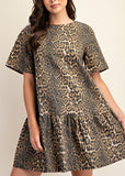 Leopard Print Denim Mini Dress