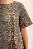 Leopard Print Denim Mini Dress