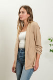 3/4 Ruched Sleeve Longline Blazer