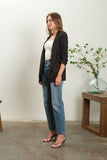 3/4 Ruched Sleeve Longline Blazer