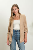 3/4 Ruched Sleeve Longline Blazer