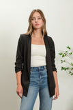 3/4 Ruched Sleeve Longline Blazer