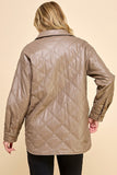 Pu Quilted Buttoned Jacket