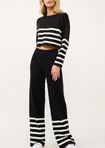 Knit Sweater Wide Leg Pants