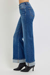 High Rise Cuffed Wide Jeans