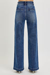 Elastic High Rise Wide Double Waist Jeans