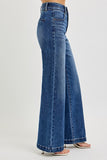 Elastic High Rise Wide Double Waist Jeans