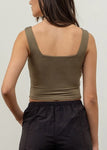 Olive Cropped Square Neck Tank
